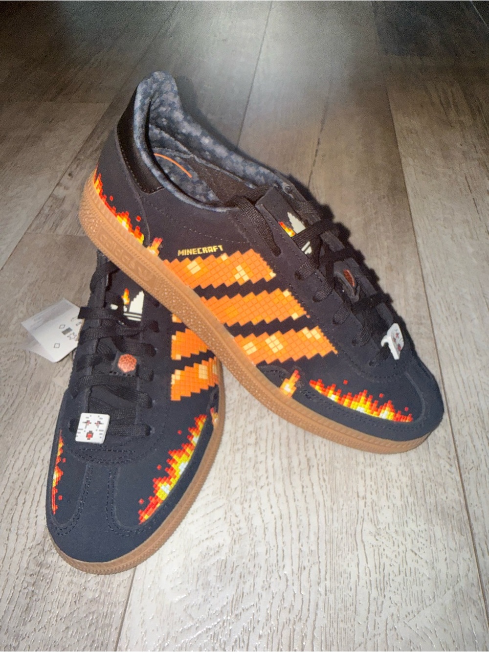 Adidas x Minecraft Handball Spezial Youth 5.5Y Black Orange Shoes
